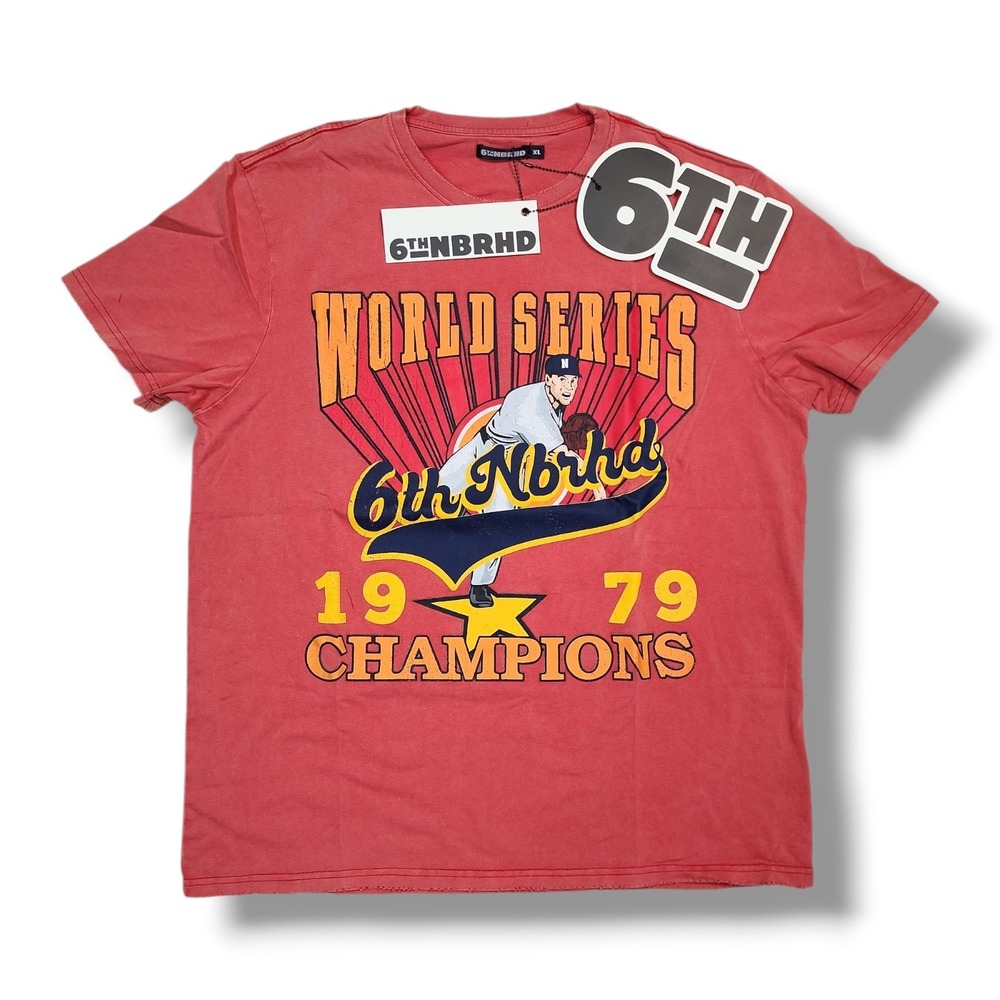 6th NBRHD "World Series" Crew Neck Red T-Shirt Men's XL NWT‎